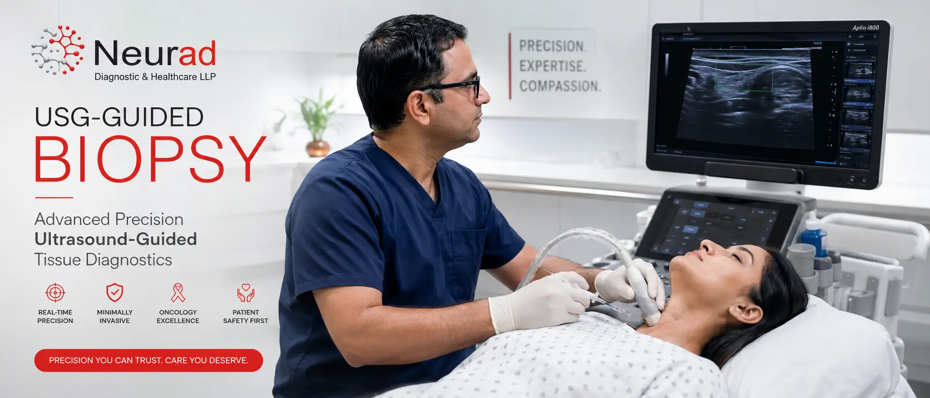 Modern ultrasound-guided biopsy procedure at Neurad Diagnostic & Healthcare LLP
